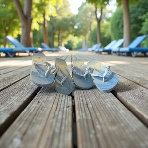 Two Pairs of Light Blue Bahama Flip Flops